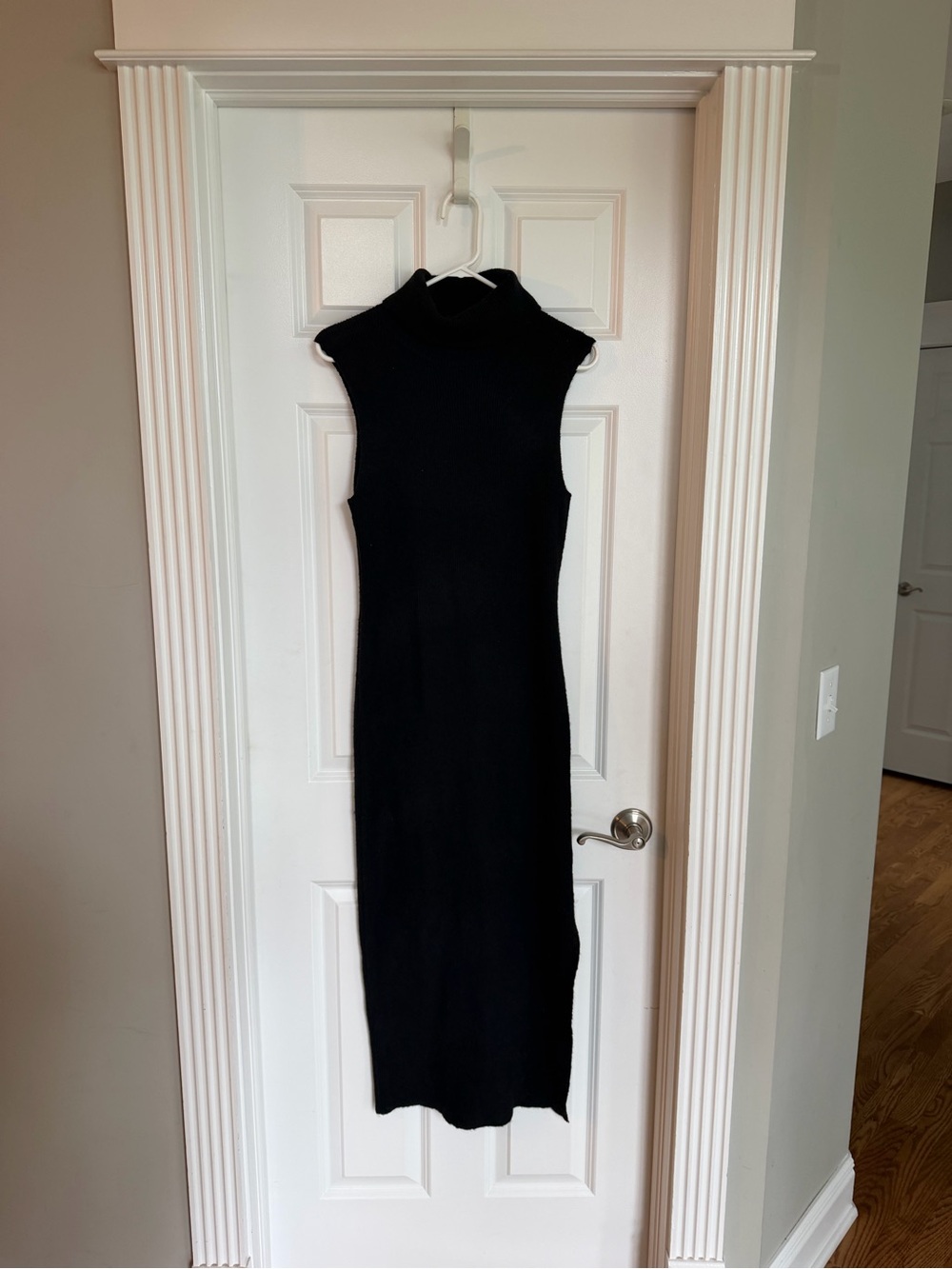 Sleeveless Black Turtleneck Sweater Dress